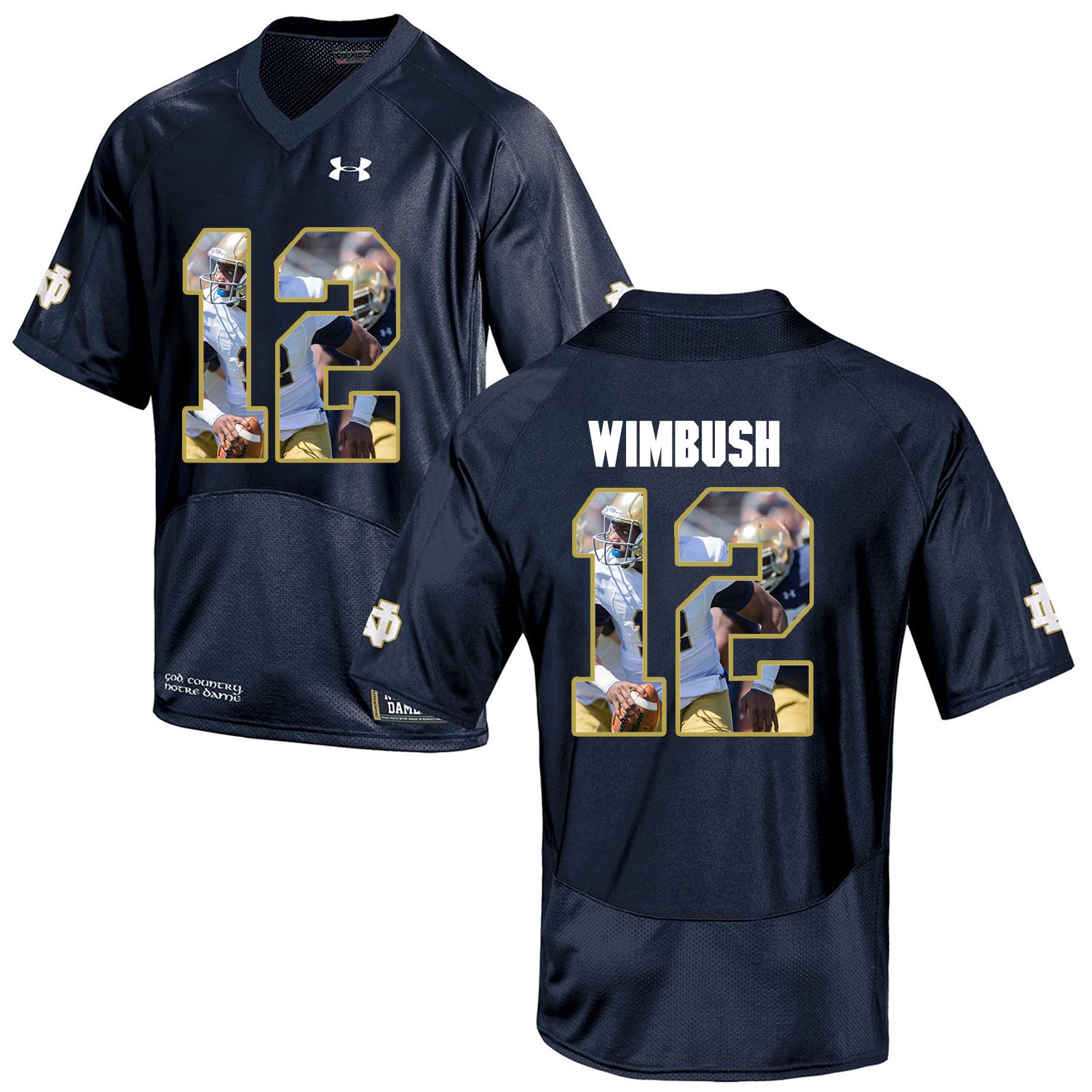 Men Norte Dame Fighting Irish #12 Wimbush Navy Blue Fashion Edition Customized NCAA Jerseys